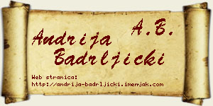 Andrija Badrljički vizit kartica